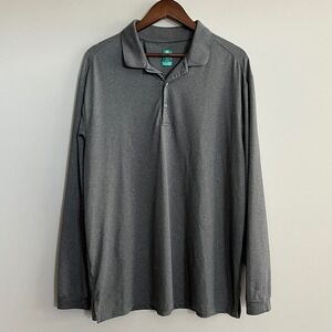 Pro Tour Airplay Mens XL Gray Long Sleeve Golf Polo Shirt Performance Heathered